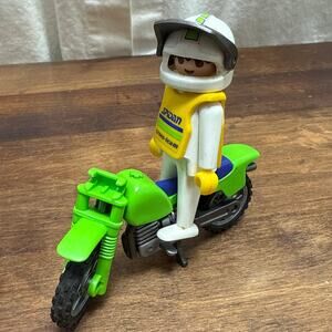 Vintage Playmobil Off-Road Motorcycle Rider Set 3301 Motocross Spidan Cross Team